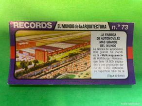 Colecionismo Cromos antigos: Cromo BIMBO. Records. El mundo de la arquitectura. Nº73. Fábrica automóviles más grande mundo. tdkc1
